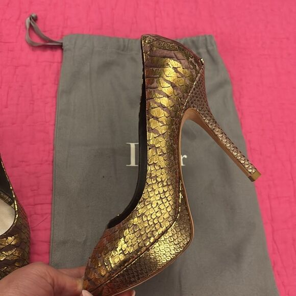 Dior Gold Peep-Toe Heels, US6,5 - Picture 5 of 13
